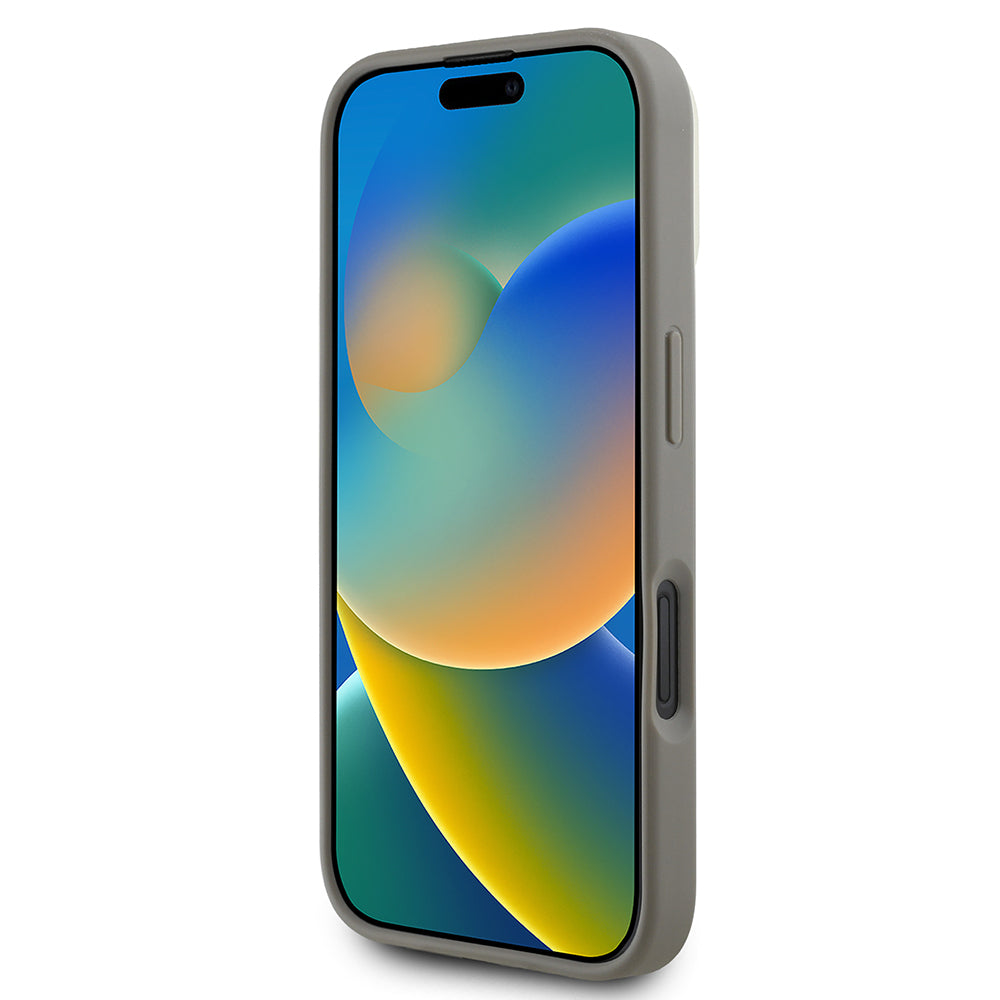 iPhone 16 Kılıf DKNY Orjinal Lisanslı Magsafe Şarj Özellikli 3D Yazılı Checkered Pattern Kılıf Bej