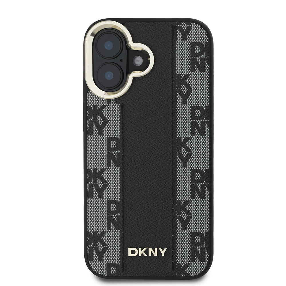 iPhone 16 Kılıf DKNY Orjinal Lisanslı Magsafe Şarj Özellikli 3D Yazılı Checkered Pattern Kılıf Bej