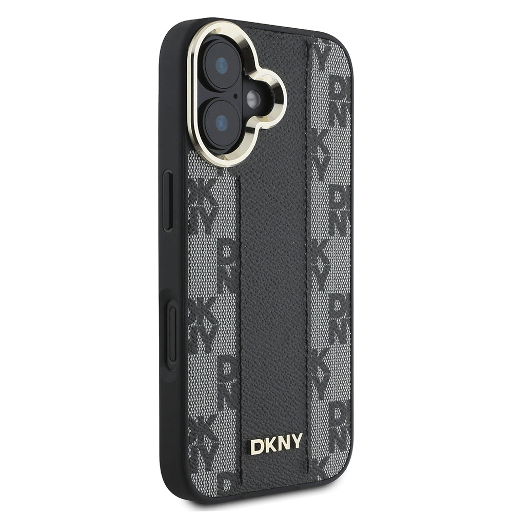 iPhone 16 Kılıf DKNY Orjinal Lisanslı Magsafe Şarj Özellikli 3D Yazılı Checkered Pattern Kılıf Bej