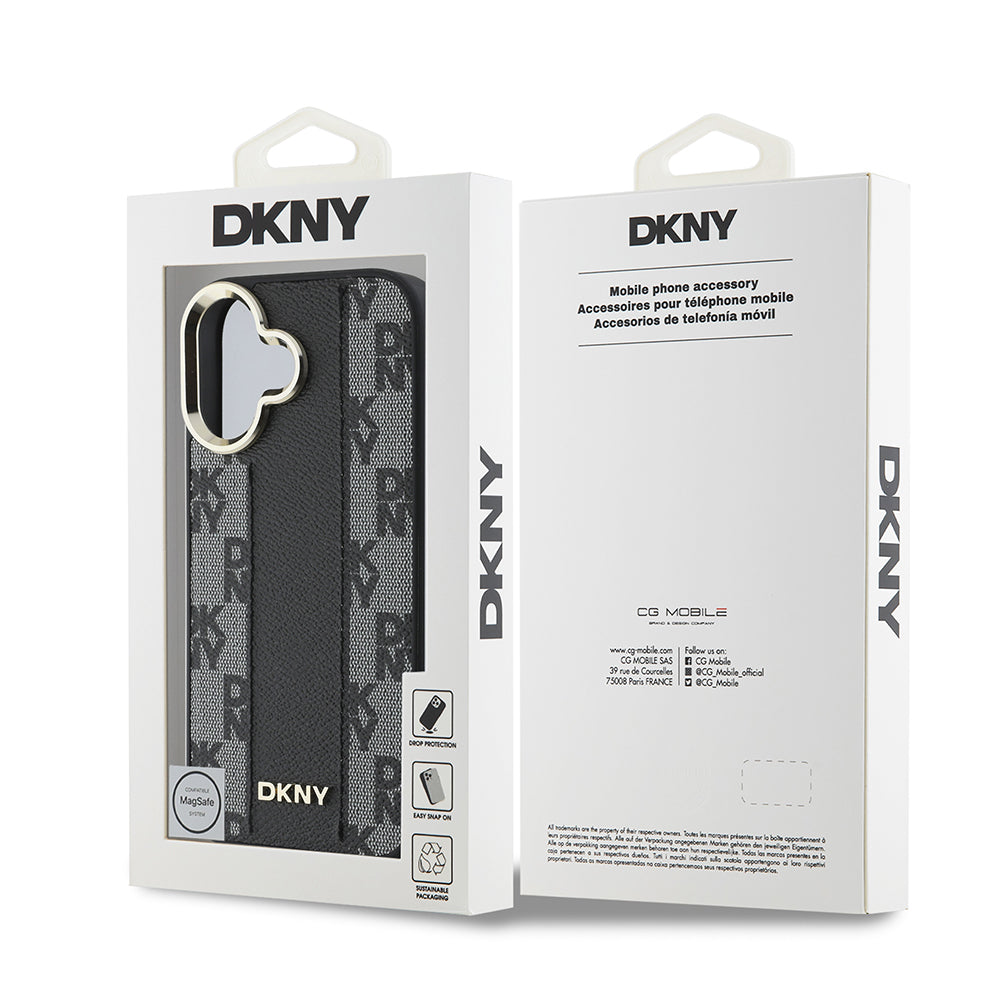 iPhone 16 Kılıf DKNY Orjinal Lisanslı Magsafe Şarj Özellikli 3D Yazılı Checkered Pattern Kılıf Bej