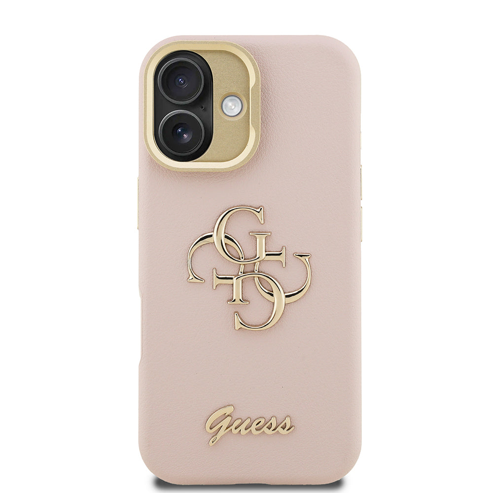Apple iPhone 16 Kılıf Guess Orjinal Lisanslı Grained Yazı Logolu Kamera Standlı Kapak Siyah
