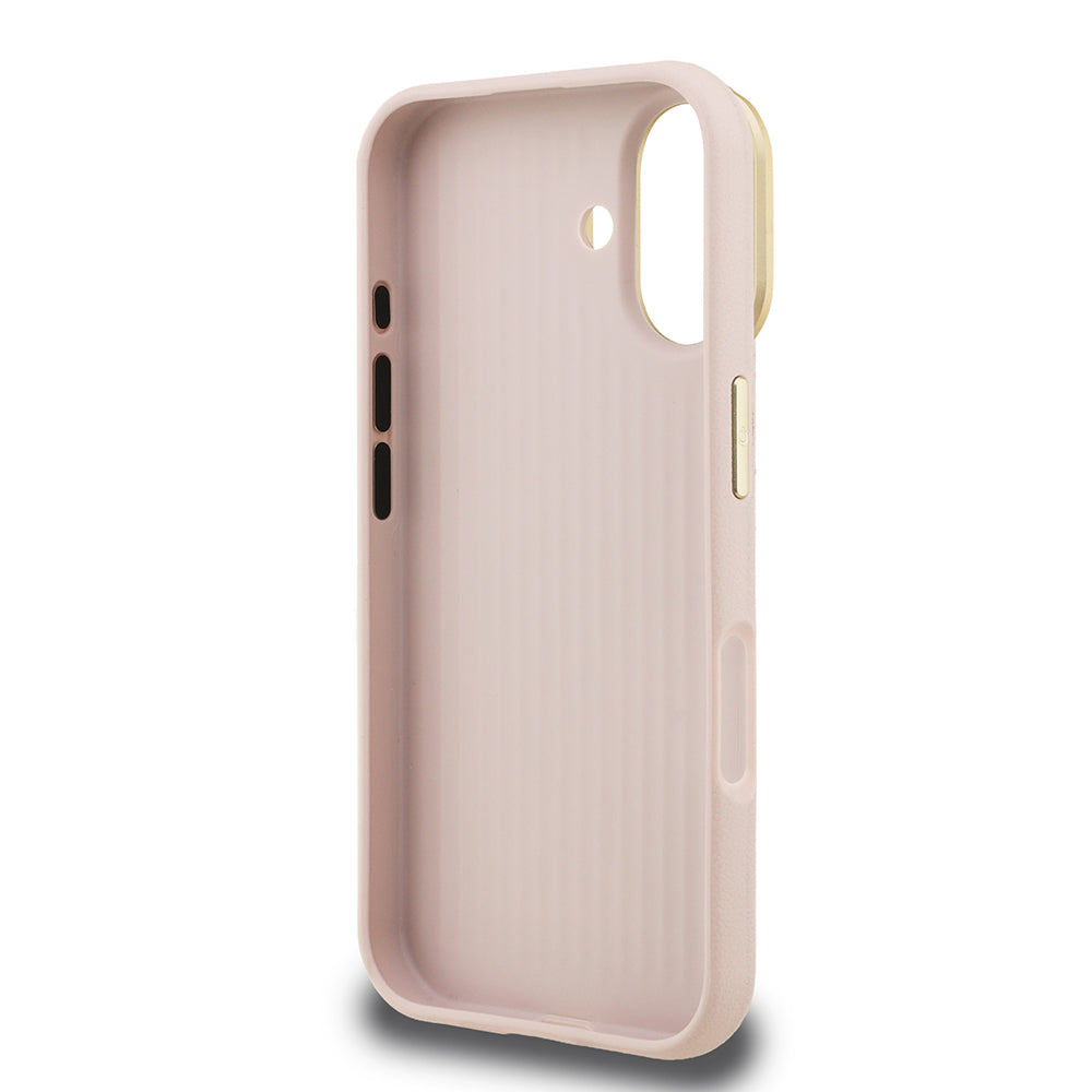 Apple iPhone 16 Kılıf Guess Orjinal Lisanslı Grained Yazı Logolu Kamera Standlı Kapak Siyah