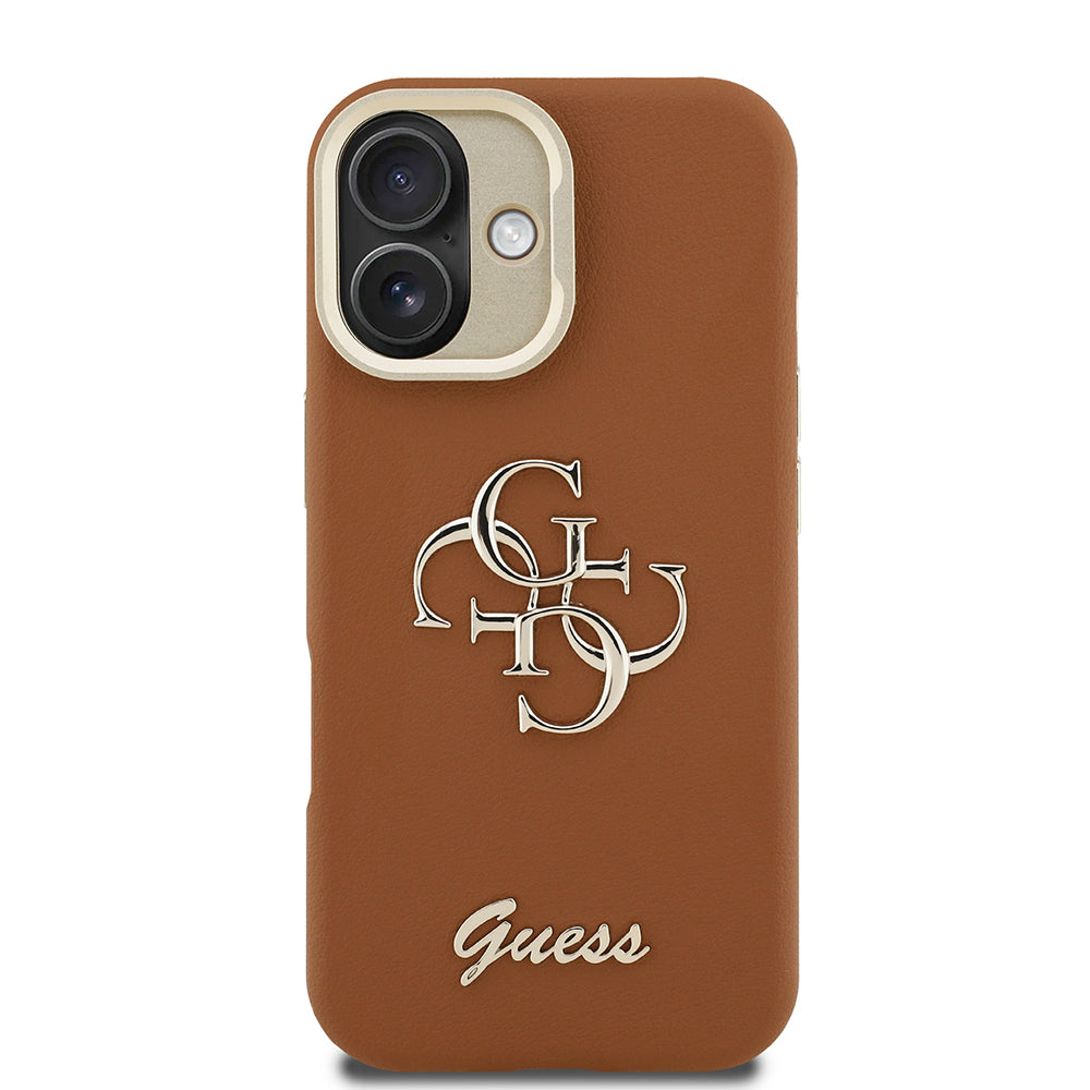 Apple iPhone 16 Kılıf Guess Orjinal Lisanslı Grained Yazı Logolu Kamera Standlı Kapak Siyah