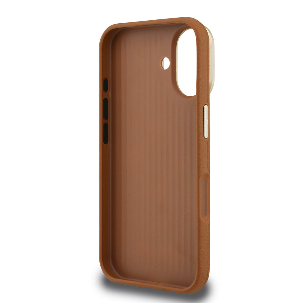 Apple iPhone 16 Kılıf Guess Orjinal Lisanslı Grained Yazı Logolu Kamera Standlı Kapak Siyah