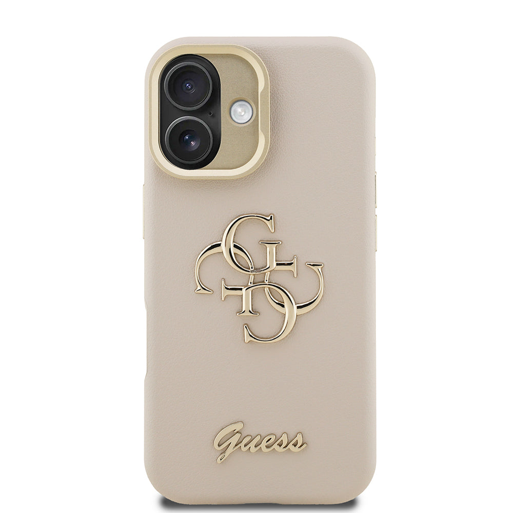 Apple iPhone 16 Kılıf Guess Orjinal Lisanslı Grained Yazı Logolu Kamera Standlı Kapak Siyah