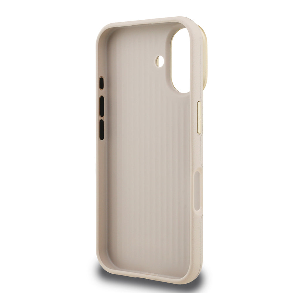 Apple iPhone 16 Kılıf Guess Orjinal Lisanslı Grained Yazı Logolu Kamera Standlı Kapak Siyah