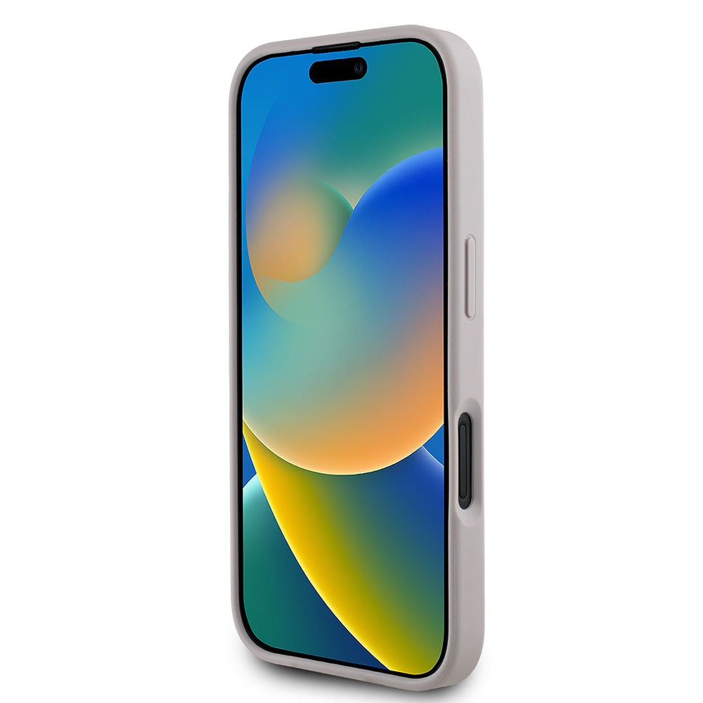 Apple iPhone 16 Kılıf Guess Orjinal Lisanslı Gül Baskılı Büyük Metal Logo Dizaynlı Kapak Pembe