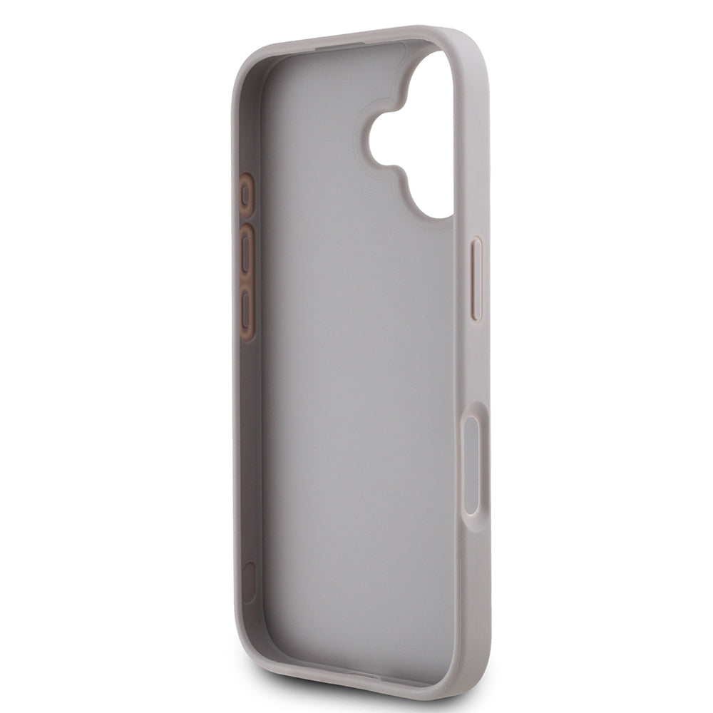 Apple iPhone 16 Kılıf Guess Orjinal Lisanslı Gül Baskılı Büyük Metal Logo Dizaynlı Kapak Siyah