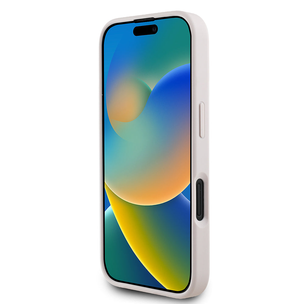 Apple iPhone 16 Kılıf Guess Orjinal Lisanslı M-safe Şarj Özellikli Yazı Logolu Circle Classic Kapak Kahverengi