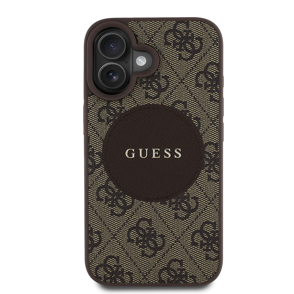 Apple iPhone 16 Kılıf Guess Orjinal Lisanslı M-safe Şarj Özellikli Yazı Logolu Circle Classic Kapak