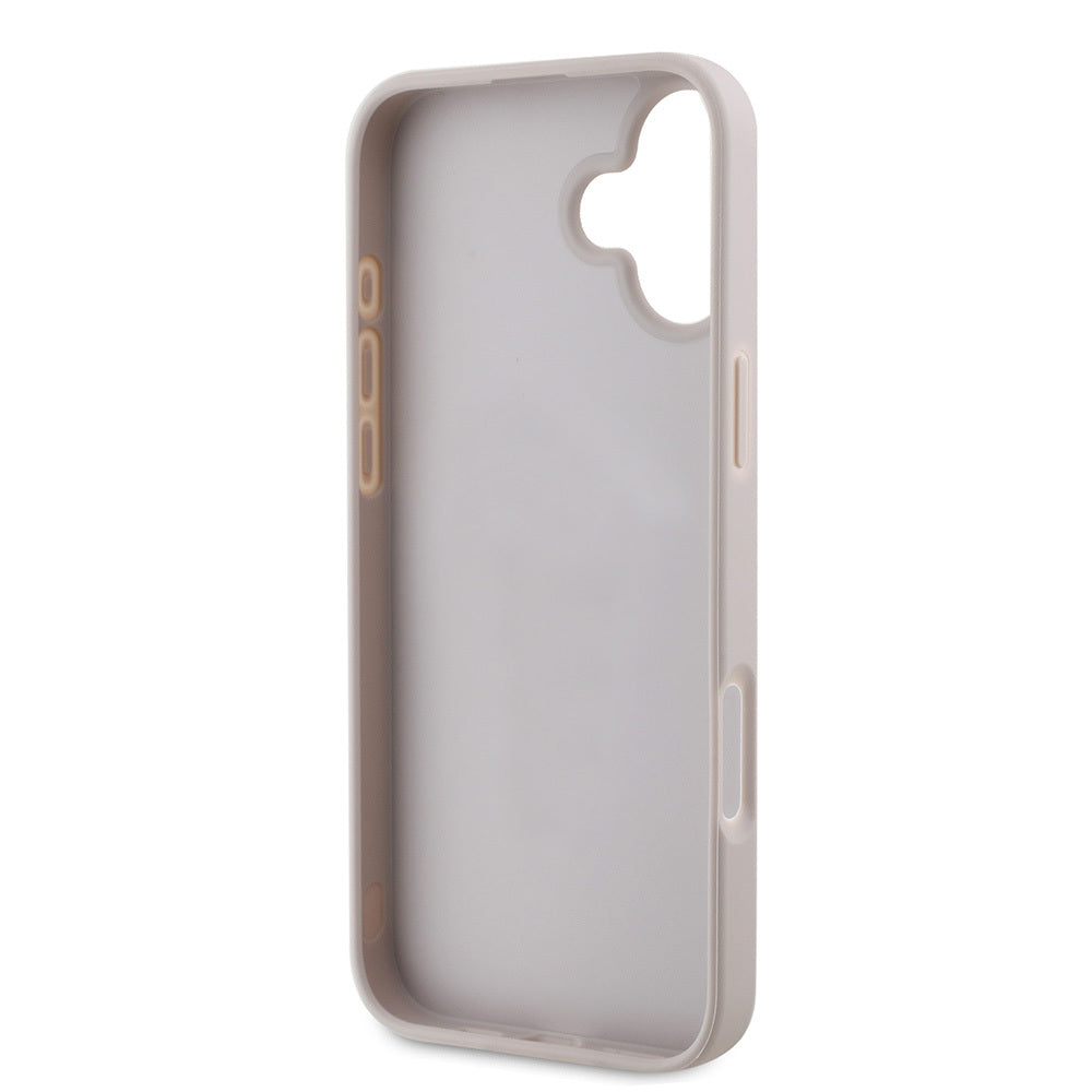 Apple iPhone 16 Kılıf Guess Orjinal Lisanslı PU Deri Şerit Logo Dizaynlı Kapak Pembe