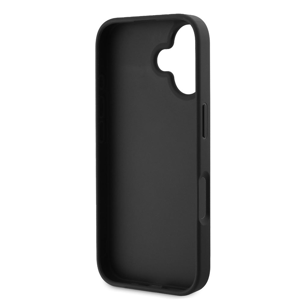 Apple iPhone 16 Kılıf Guess Orjinal Lisanslı PU Deri Taşlı Üçgen Logo 4G Desenli Strass Kapak Kahverengi