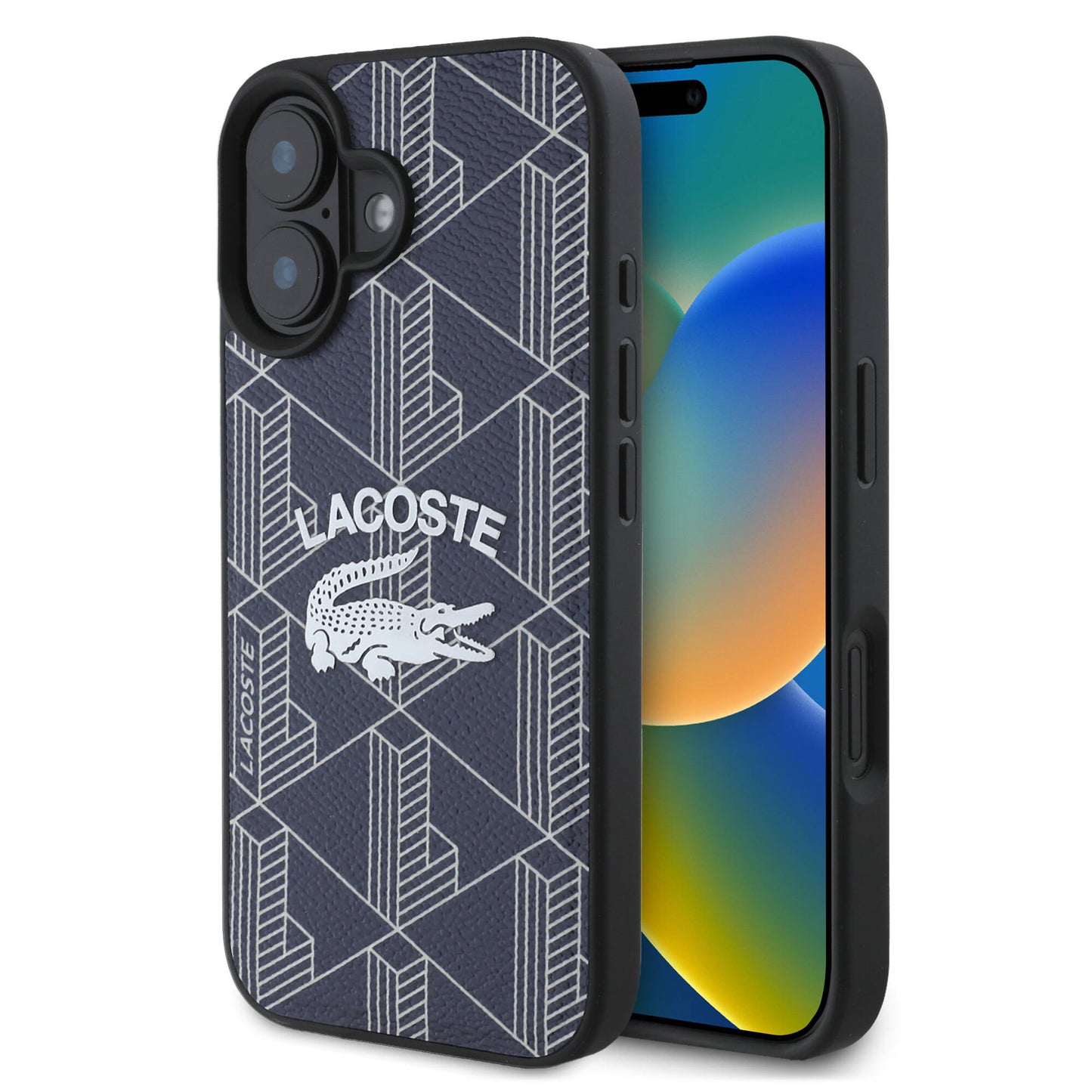 iPhone 16 Kılıf Lacoste Orjinal Lisanslı Magsafe Şarj Özellikli Mono Vintage Logo Kılıf Lacivert