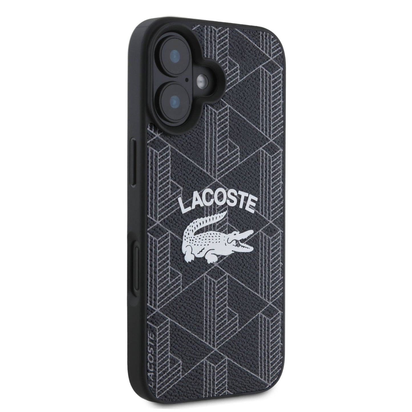 iPhone 16 Kılıf Lacoste Orjinal Lisanslı Magsafe Şarj Özellikli Mono Vintage Logo Kılıf Siyah
