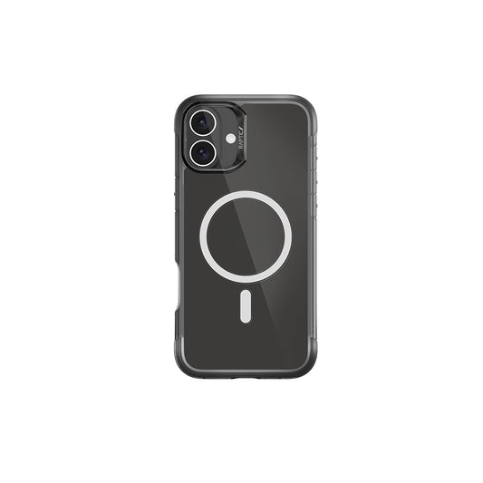 Apple iPhone 16 Kılıf M-safe Şarj Özellikli Raptic Air Serisi Airbag Tasarımlı Metal Köşelikli Şeffaf Kapak Gümüş