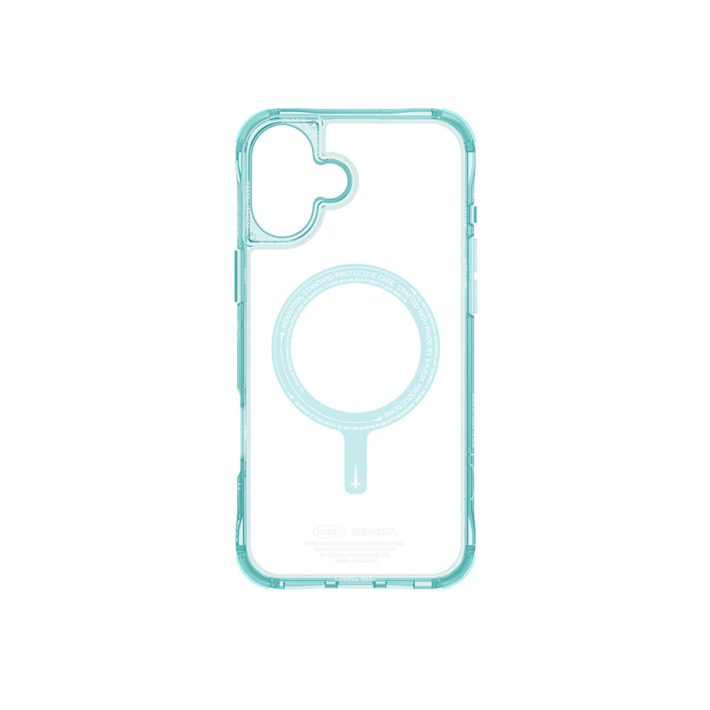 iPhone 16 Kılıf Magsafe Şarj Özellikli Şeffaf Airbag Tasarımlı Skinarma Saido Kılıf Turkuaz