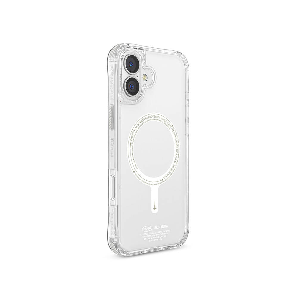 Apple iPhone 16 Kılıf M-safe Şarj Özellikli Şeffaf Airbag Tasarımlı Skinarma Saido Nightglow Kapak
