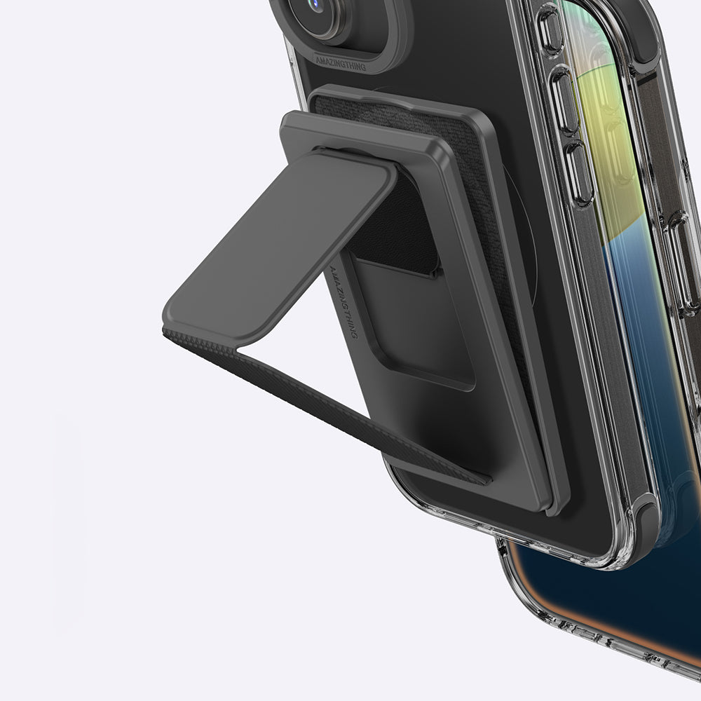 iPhone 16 Kılıf Magsafe Şarj Özellikli Standlı Kartlıklı Set Amazingthing Omni Adventure Serisi Kılıf Siyah