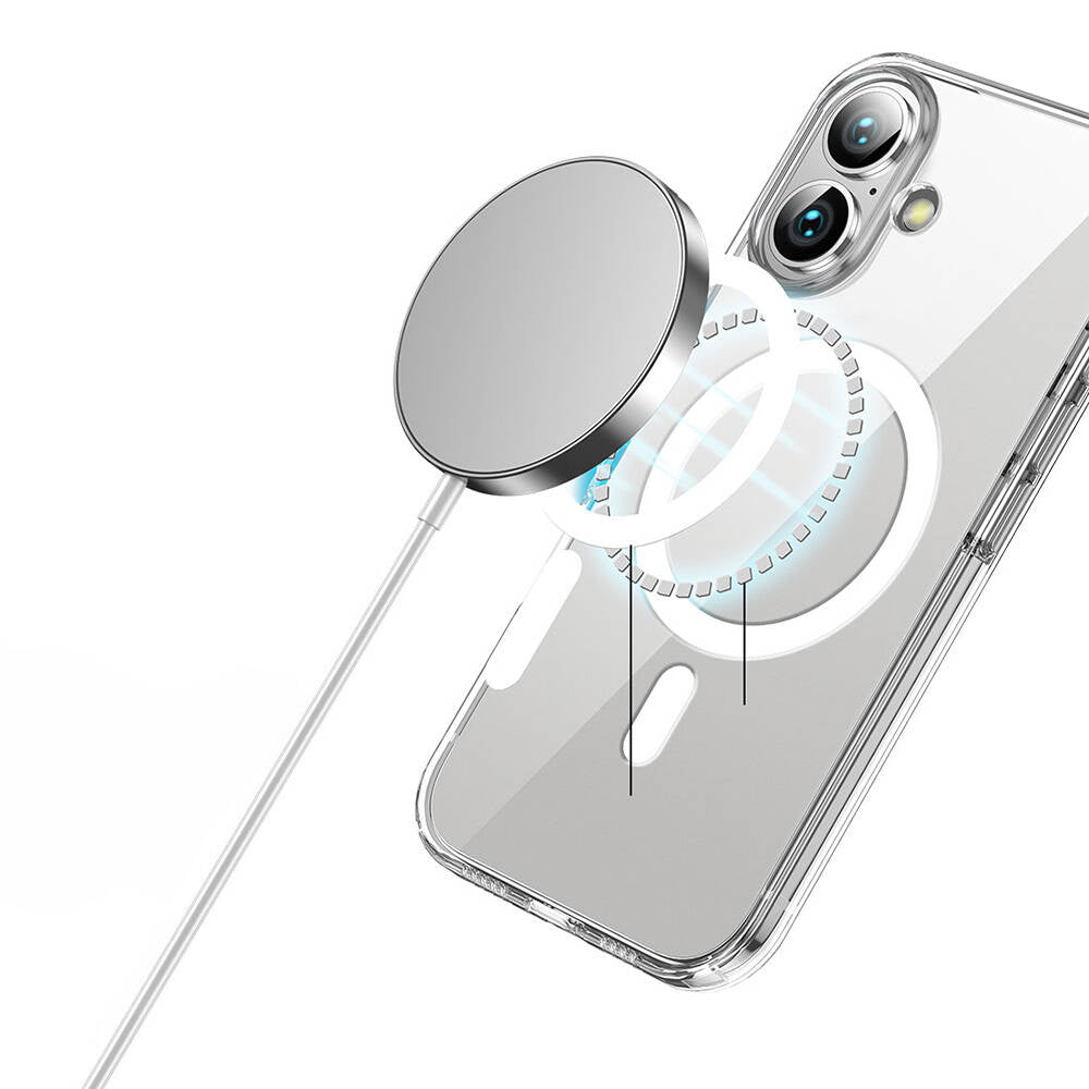 iPhone 16 Kılıf Magsafe Şarj Özellikli Transparan Sert PC Wlons Pita Kılıf Şeffaf