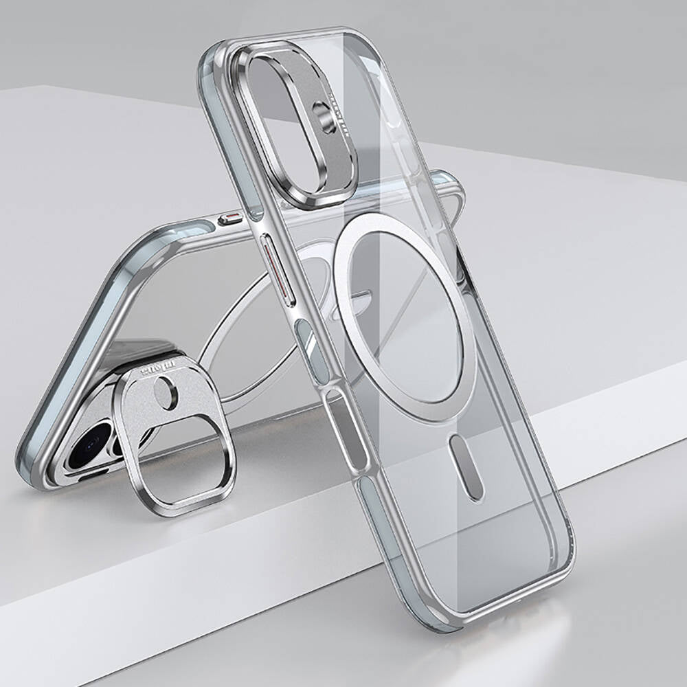 Apple iPhone 16 Kılıf M-safe Şarj Özellikli Wlons Standlı Efsane Kapak