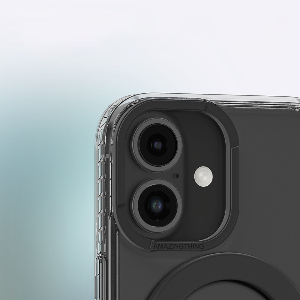 iPhone 16 Kılıf Magsafe Şarj Özellikli Yüzük Standlı Amazingthing Titan Pro Serisi Kılıf Siyah