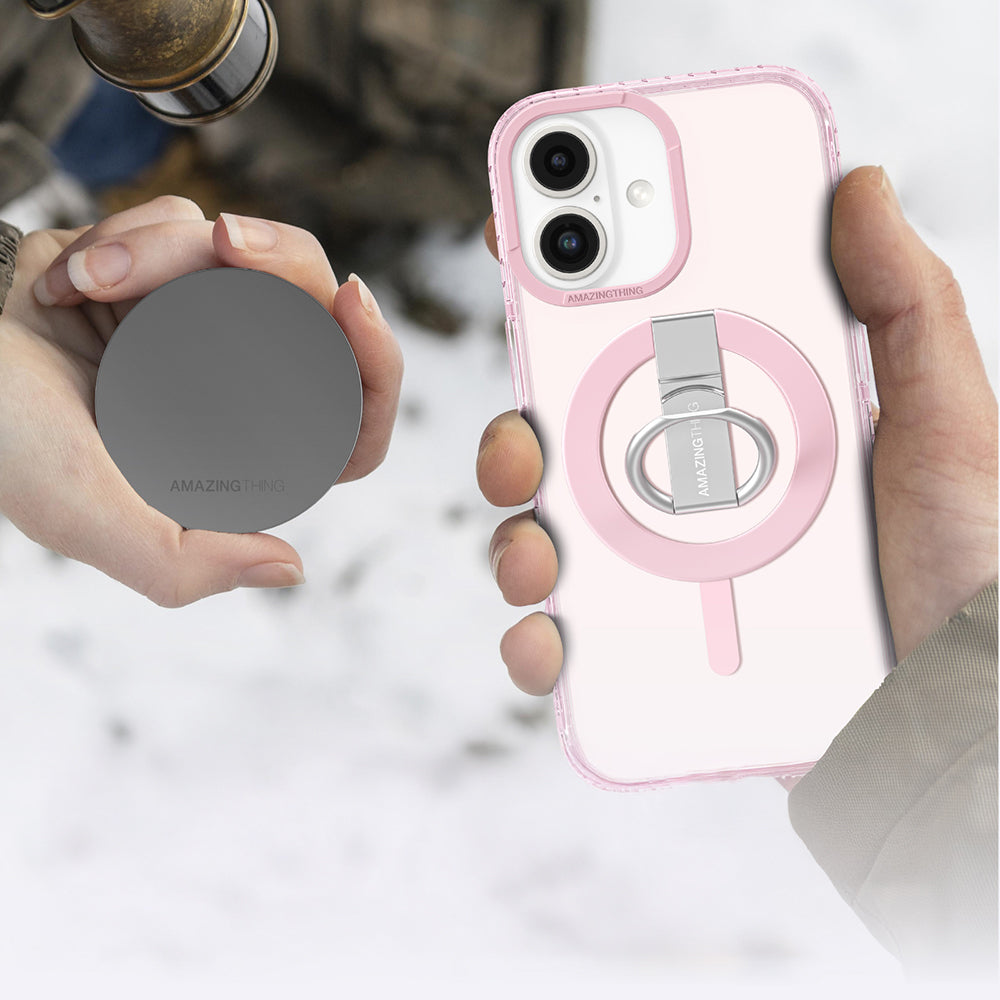 iPhone 16 Kılıf Magsafe Şarj Özellikli Yüzük Standlı Amazingthing Titan Pro Serisi Kılıf Siyah