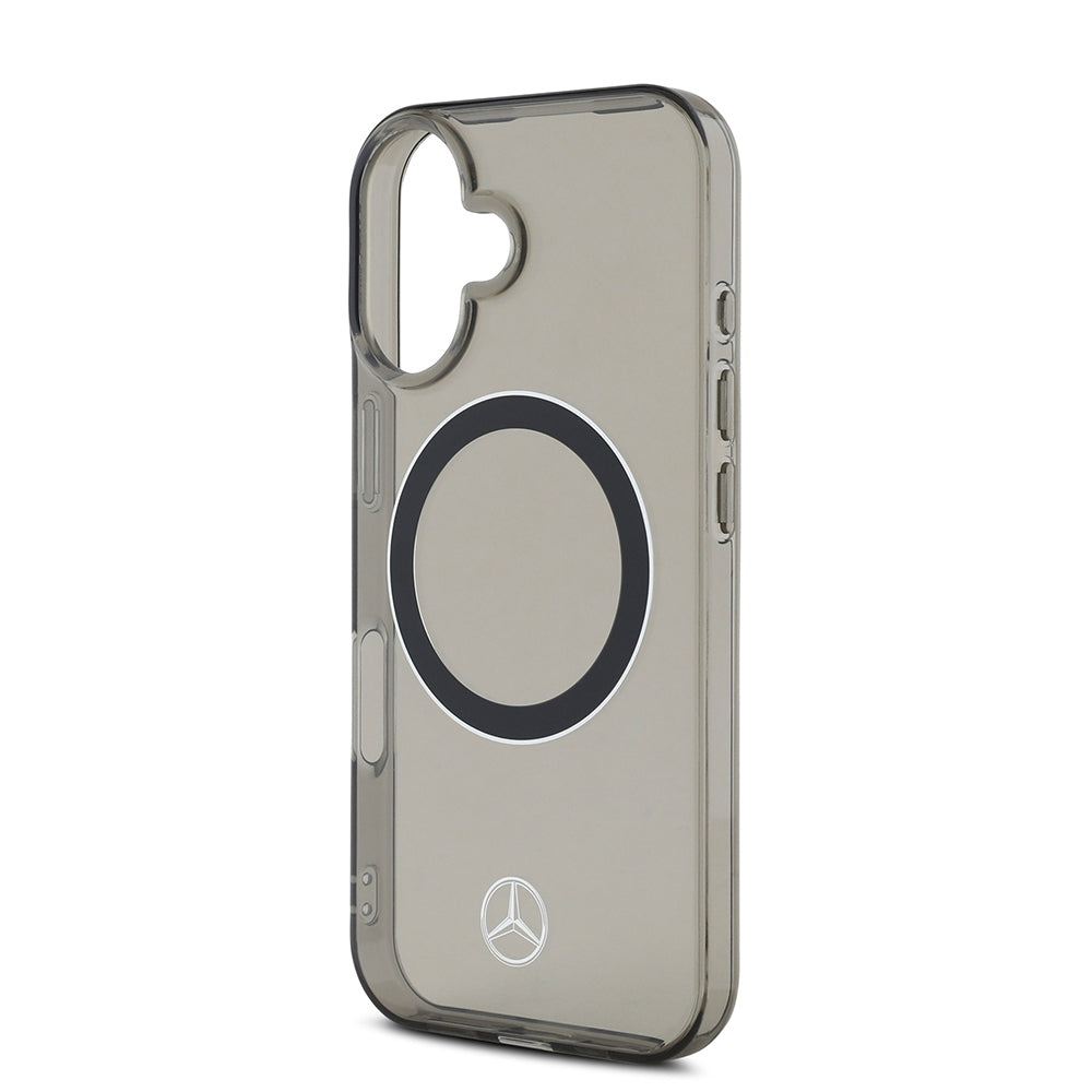 iPhone 16 Kılıf Mercedes Benz Orjinal Lisanslı Magsafe Şarj Özellikli Saydam Yüzey Silver Ring Kılıf Siyah