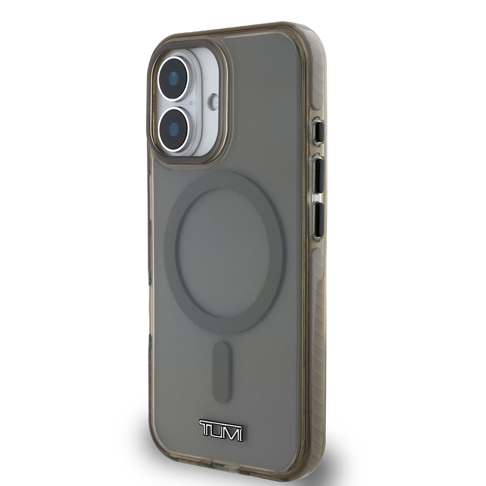 iPhone 16 Kılıf TUMI Orjinal Lisanslı Magsafe Şarj Özellikli Airbagli Transparan Kılıf Siyah
