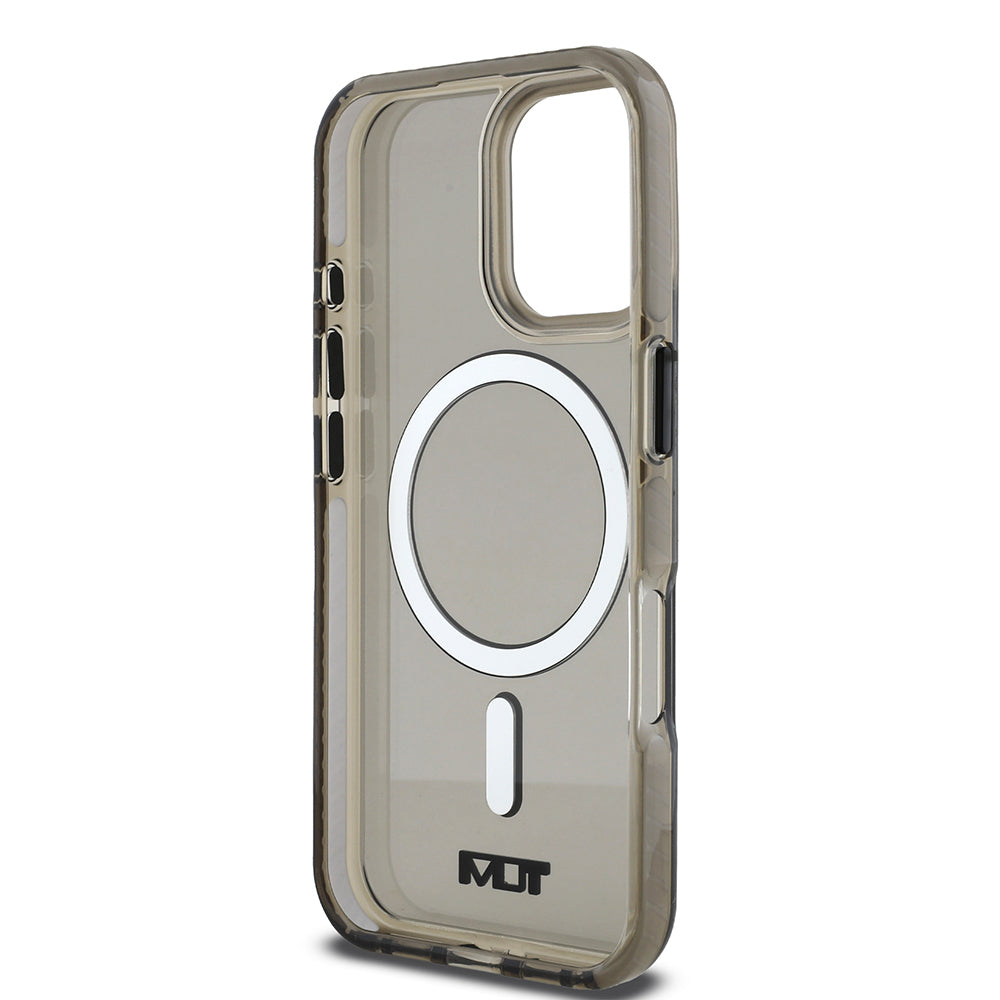 iPhone 16 Kılıf TUMI Orjinal Lisanslı Magsafe Şarj Özellikli Airbagli Transparan Kılıf Siyah