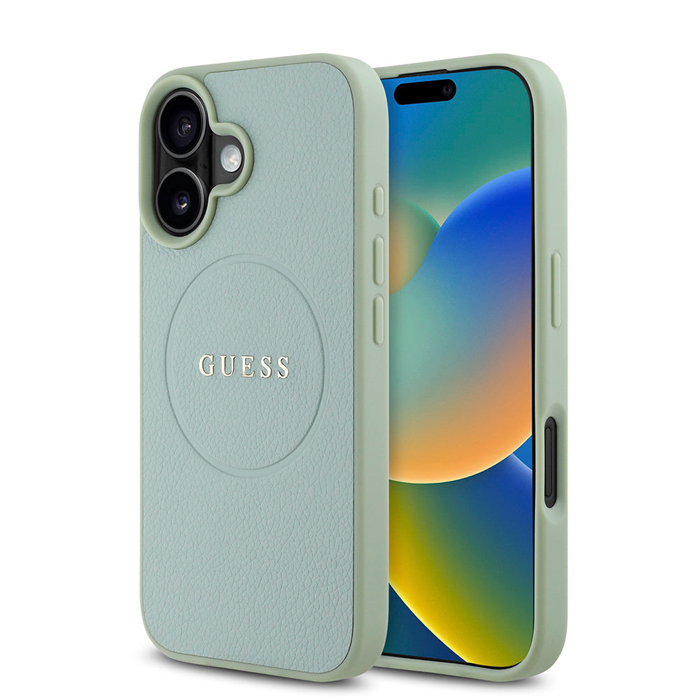 Apple iPhone 16 Plus Kılıf Guess Orjinal Lisanslı M-safe Şarj Özellikli Yazı Logolu Grained Kapak