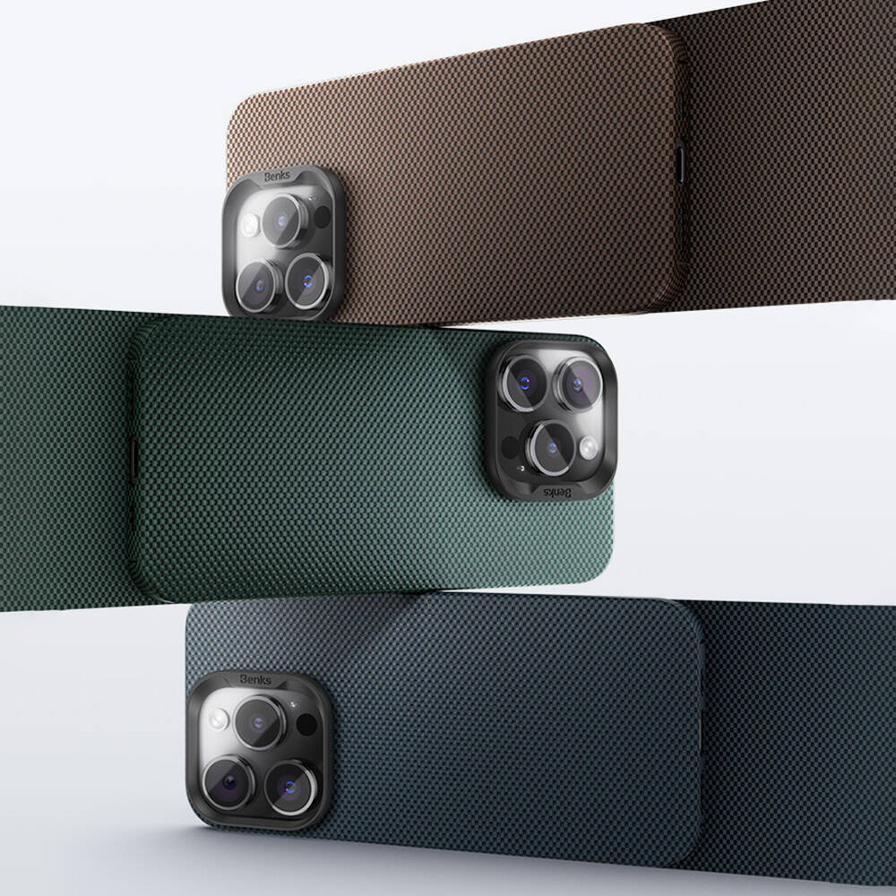 iPhone 16 Plus Kılıf Magsafe Şarj Özellikli Benks ArmorTint Serisi ArmorAir Kevlar Kılıf Mavi