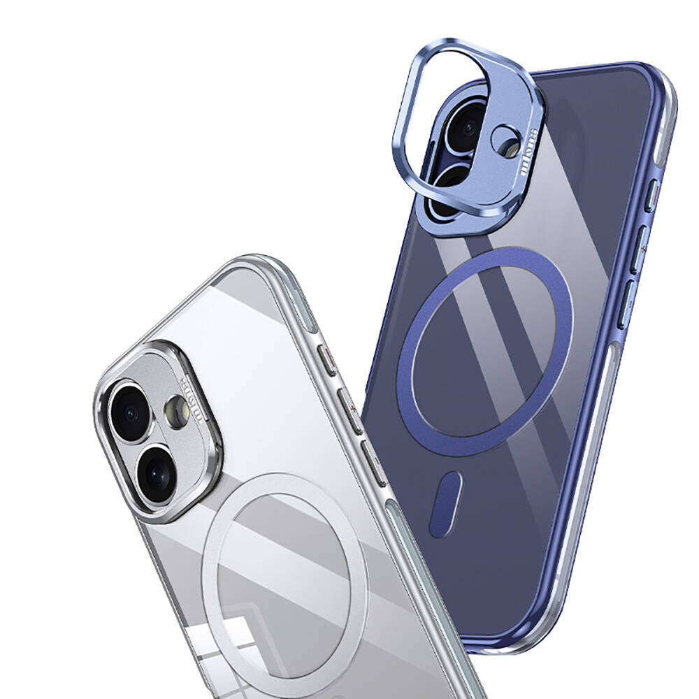 iPhone 16 Plus Kılıf Magsafe Şarj Özellikli Wlons Standlı Efsane Kılıf Mavi