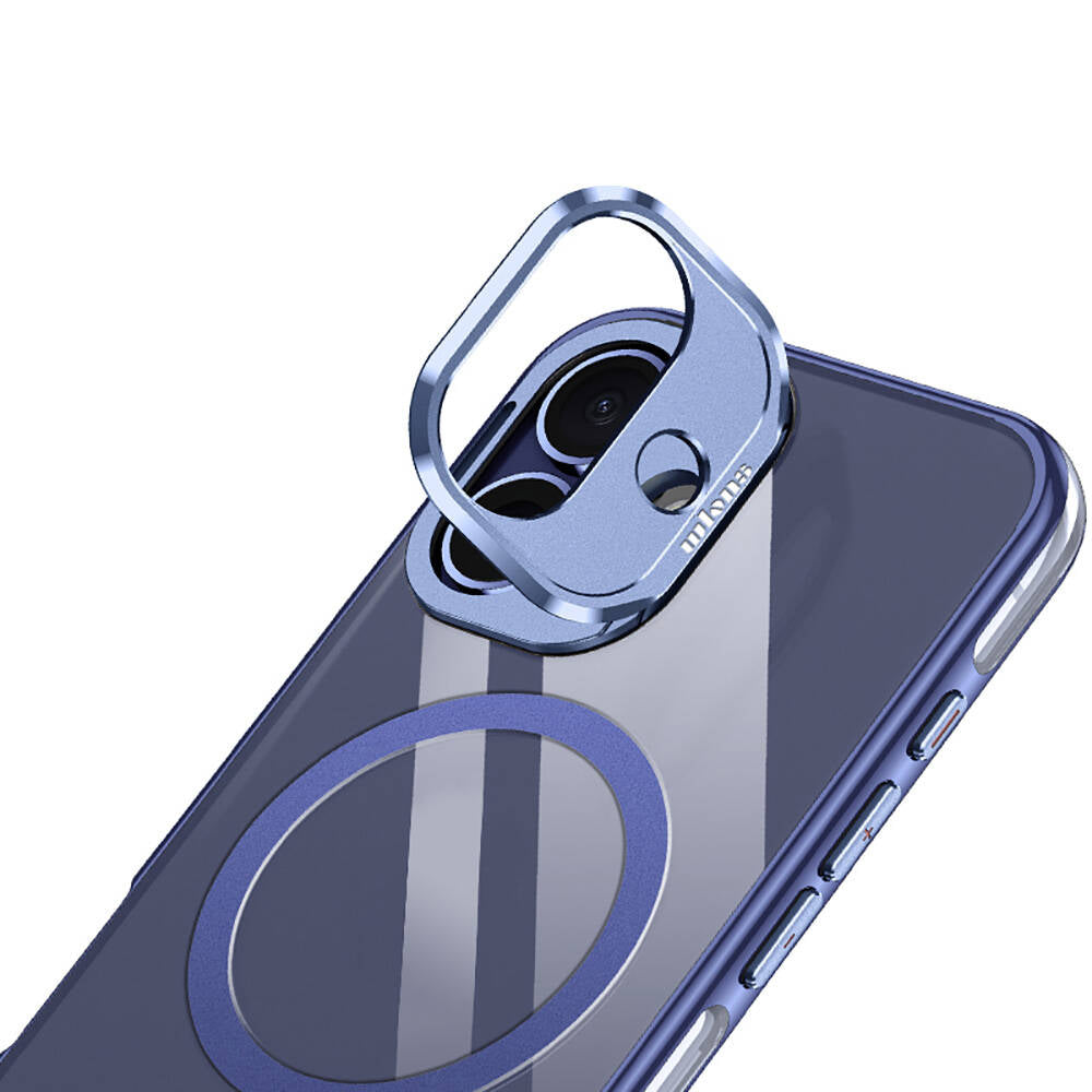 iPhone 16 Plus Kılıf Magsafe Şarj Özellikli Wlons Standlı Efsane Kılıf Gri