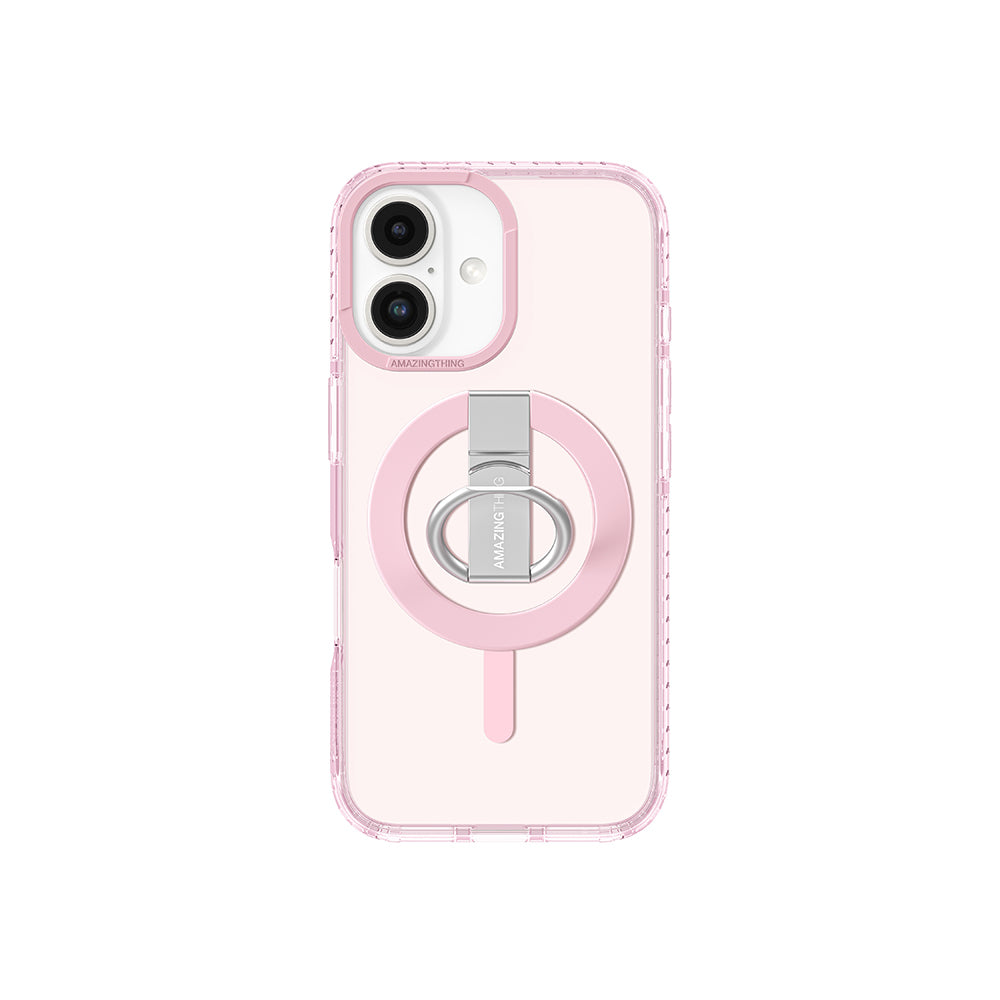 iPhone 16 Plus Kılıf Magsafe Şarj Özellikli Yüzük Standlı Amazingthing Titan Pro Serisi Kılıf Siyah