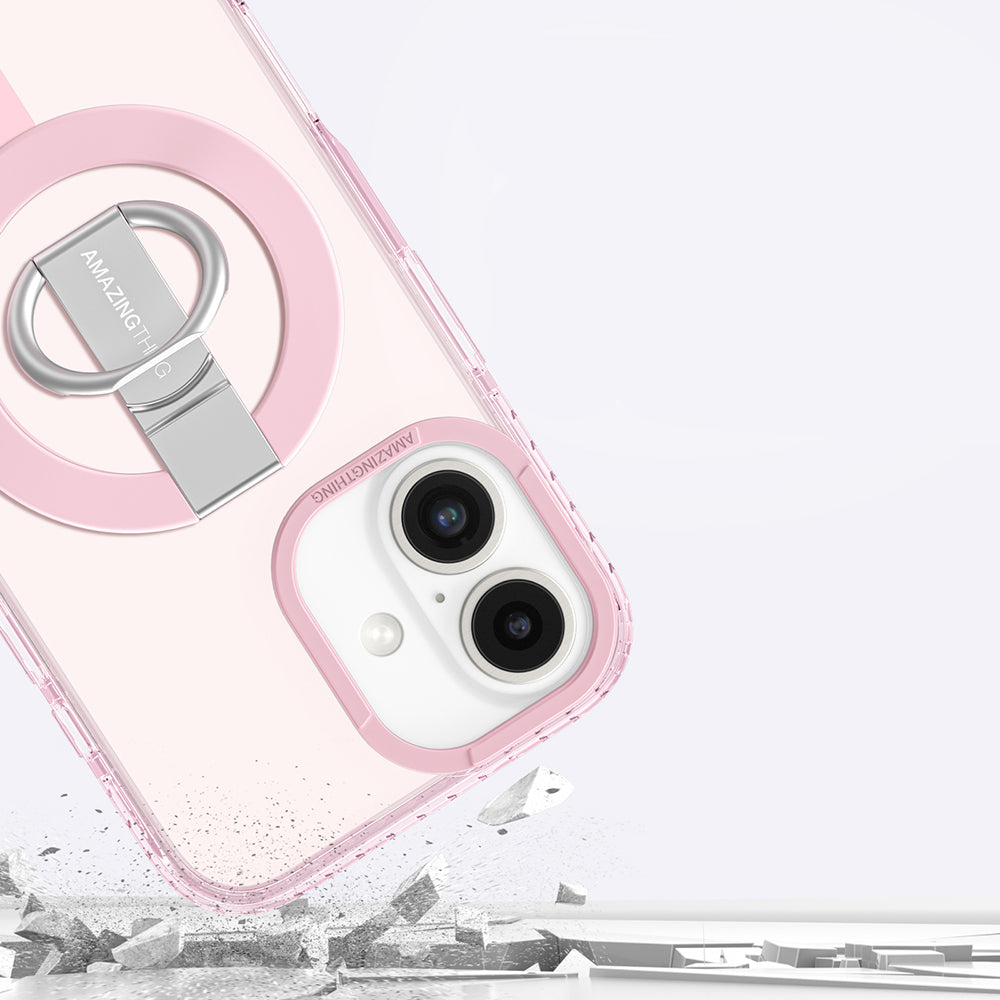 iPhone 16 Plus Kılıf Magsafe Şarj Özellikli Yüzük Standlı Amazingthing Titan Pro Serisi Kılıf Siyah