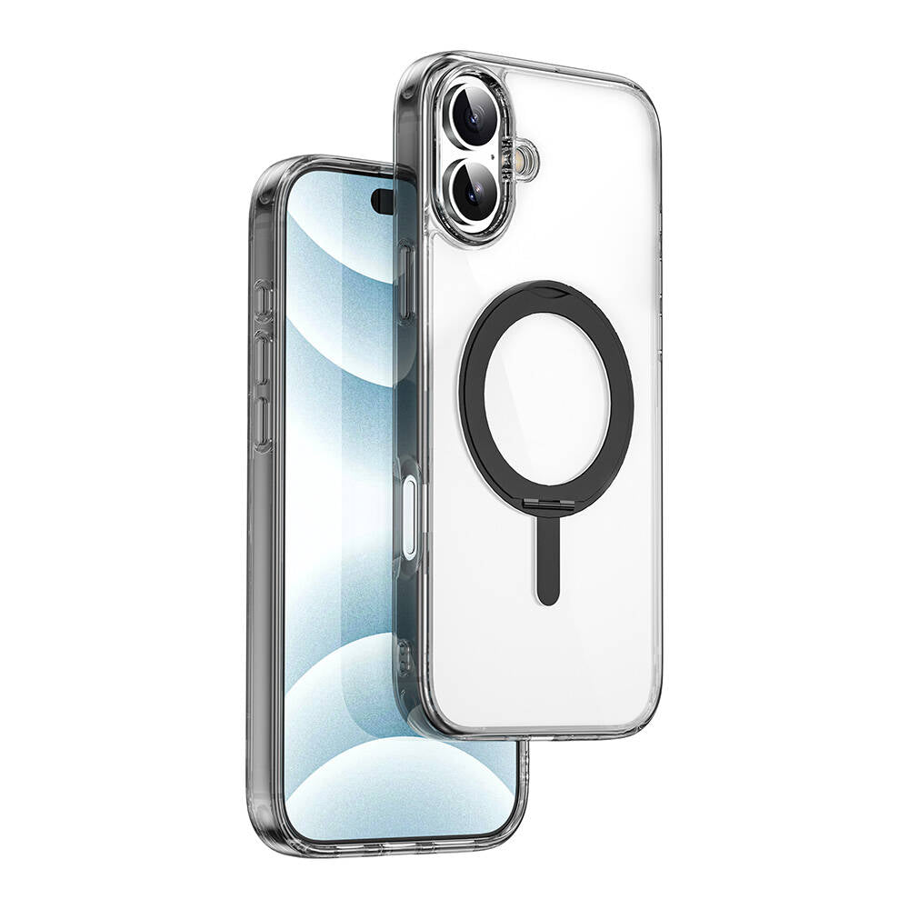 iPhone 16 Plus Kılıf Wiwu MCC-201 iShield Ultra Serisi Magsafe Şarj Özellikli Standlı Crystal Sert PC Kılıf Siyah