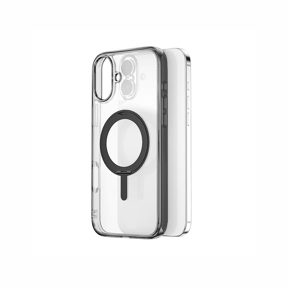 iPhone 16 Plus Kılıf Wiwu MCC-201 iShield Ultra Serisi Magsafe Şarj Özellikli Standlı Crystal Sert PC Kılıf Siyah