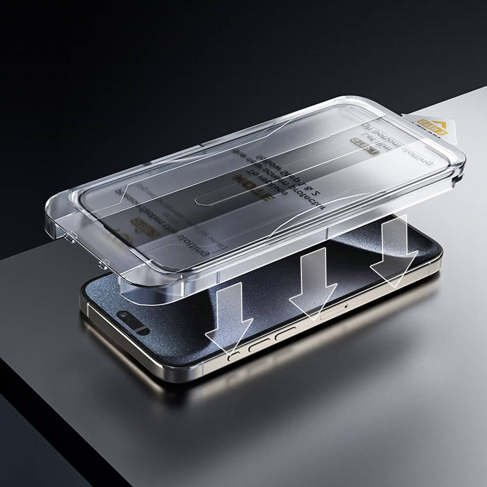 iPhone 16 Plus Wiwu Wi-SQ009 Easy Install iPrivacy 360° Anti-Peep Oleofobik Temperli Cam Ekran Koruyucu + Kolay Uygulama Aparatlı Siyah