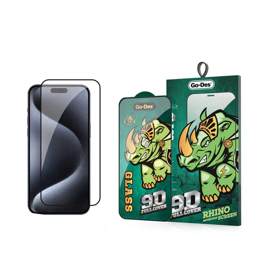 iPhone 16 Pro Go Des 9D Full Cover Temperli Cam Ekran Koruyucu Siyah