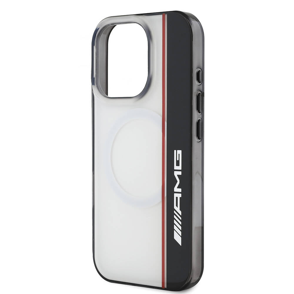 iPhone 16 Pro Kılıf AMG Orjinal Lisanslı Magsafe Şarj Özellikli IML Baskı Logolu Çift Katmanlı Bow Lines Kılıf Siyah