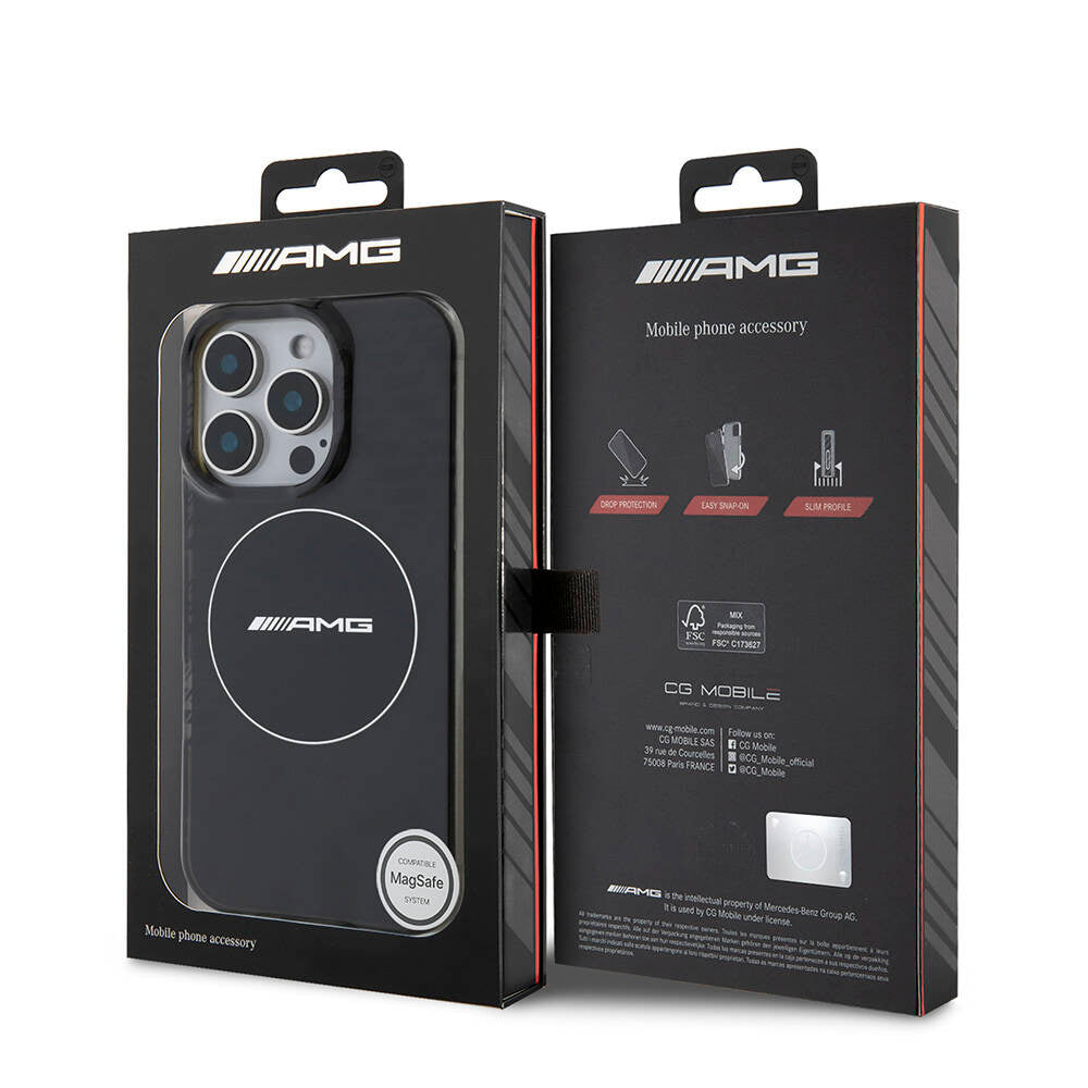 iPhone 16 Pro Kılıf AMG Orjinal Lisanslı Magsafe Şarj Özellikli IML Baskı Logolu Smoked Kılıf Siyah