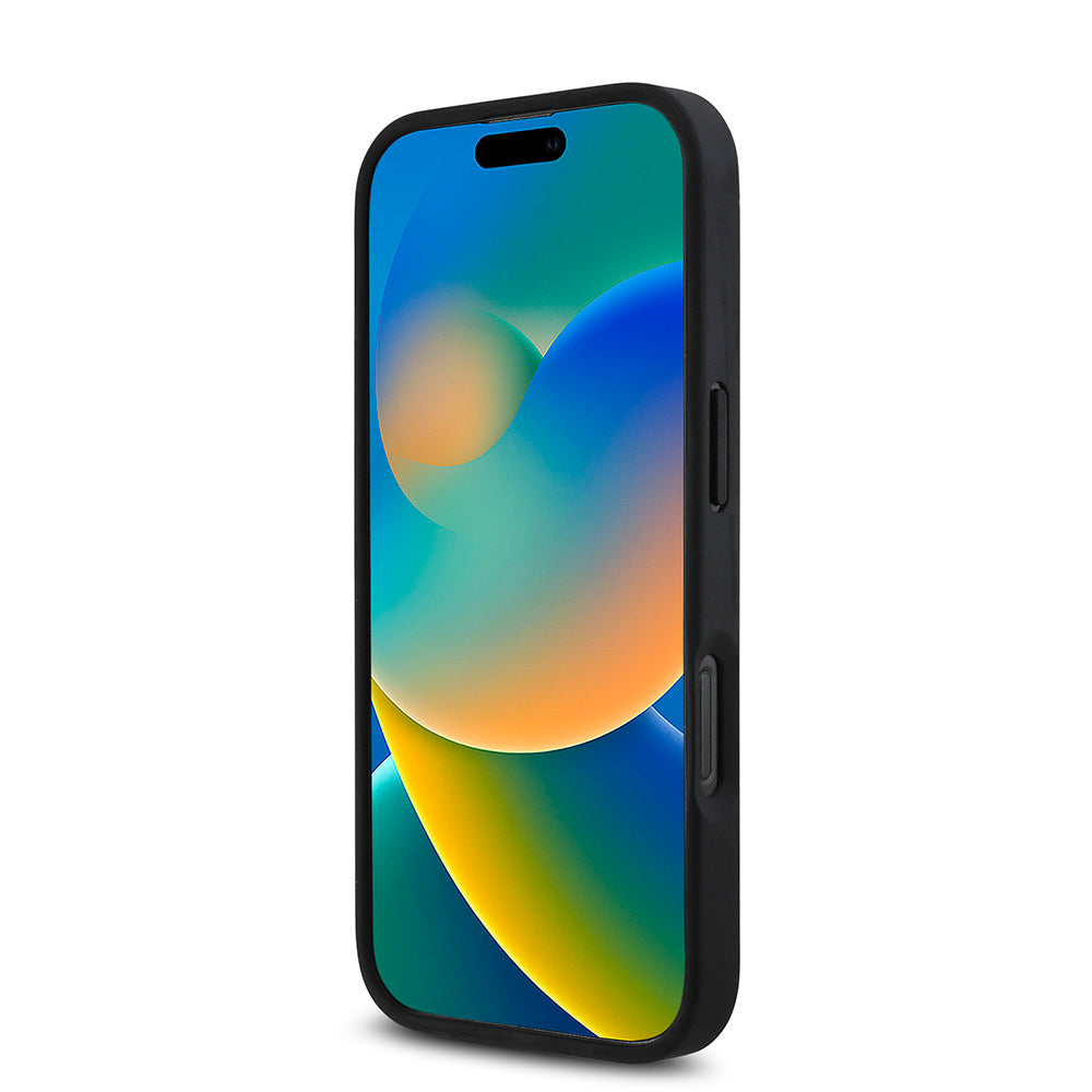 iPhone 16 Pro Kılıf BMW Orjinal Lisanslı Magsafe Şarj Özellikli M Logolu Üç Çizgili Dikiş Detaylı Meshed Tricolor Stripes Kılıf Siyah