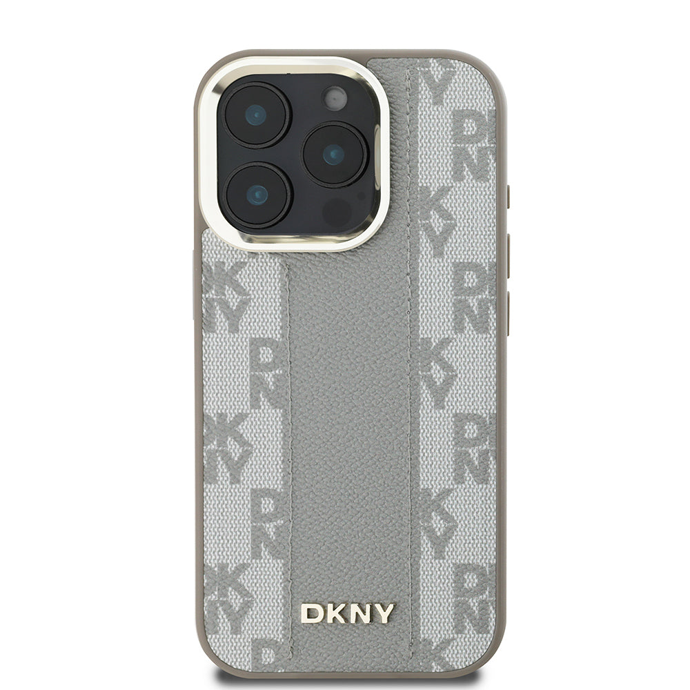 iPhone 16 Pro Kılıf DKNY Orjinal Lisanslı Magsafe Şarj Özellikli 3D Yazılı Checkered Pattern Kılıf Siyah