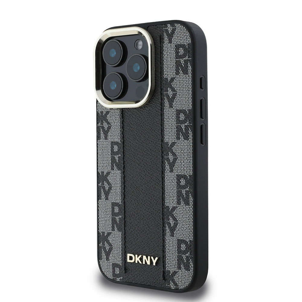 iPhone 16 Pro Kılıf DKNY Orjinal Lisanslı Magsafe Şarj Özellikli 3D Yazılı Checkered Pattern Kılıf Bej