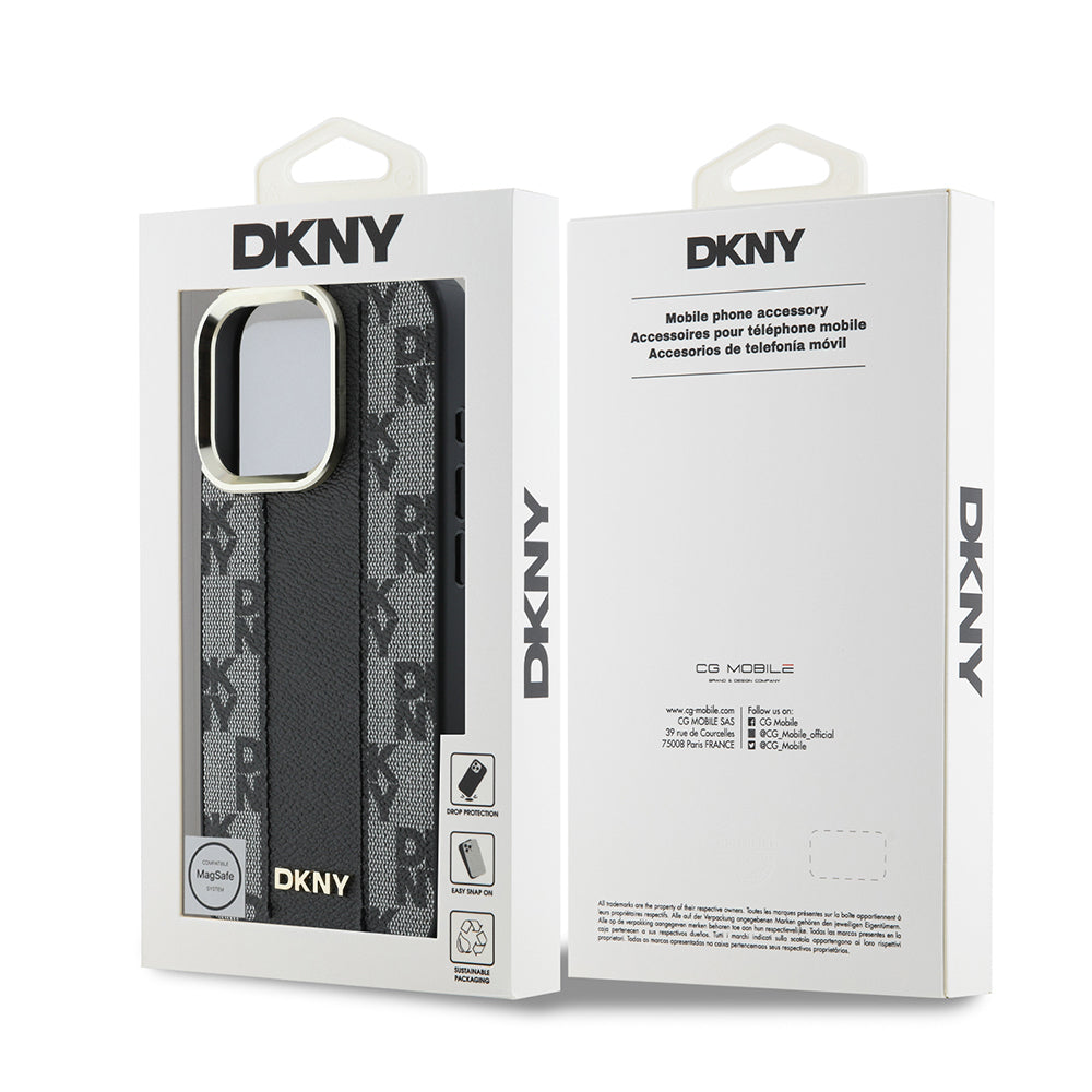 iPhone 16 Pro Kılıf DKNY Orjinal Lisanslı Magsafe Şarj Özellikli 3D Yazılı Checkered Pattern Kılıf Bej