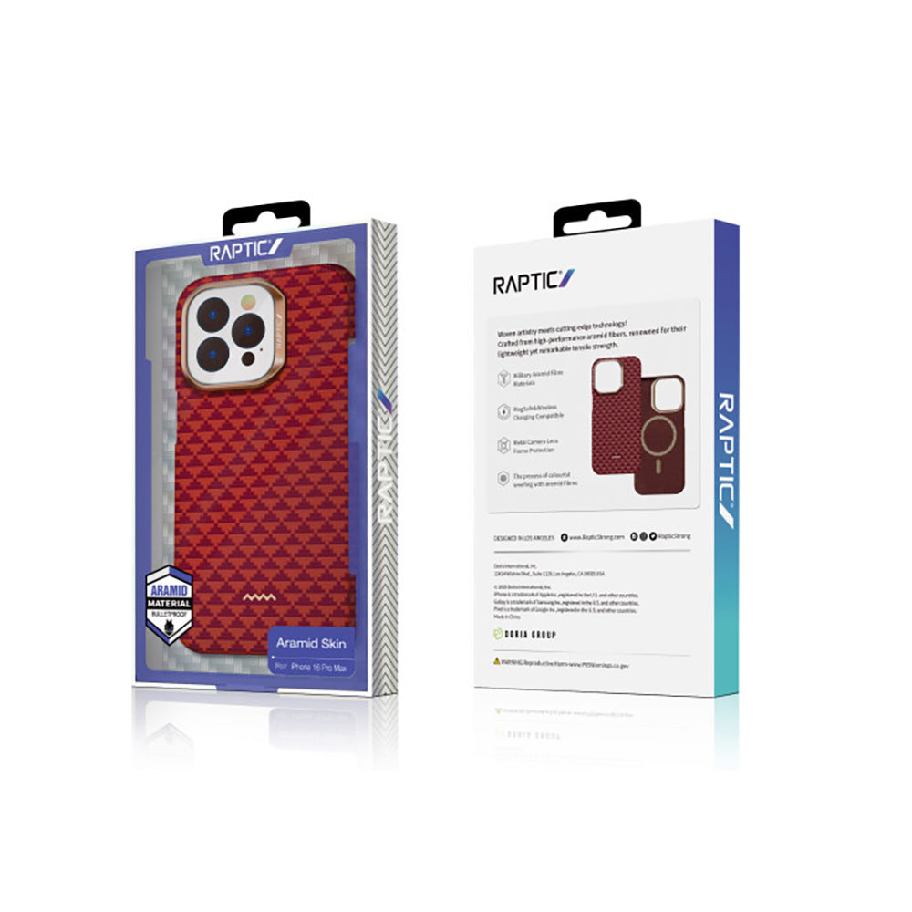 Apple iPhone 16 Pro Kılıf M-safe Şarj Özellikli Raptic Aramid Skin Origin Serisi Kapak Kırmızı
