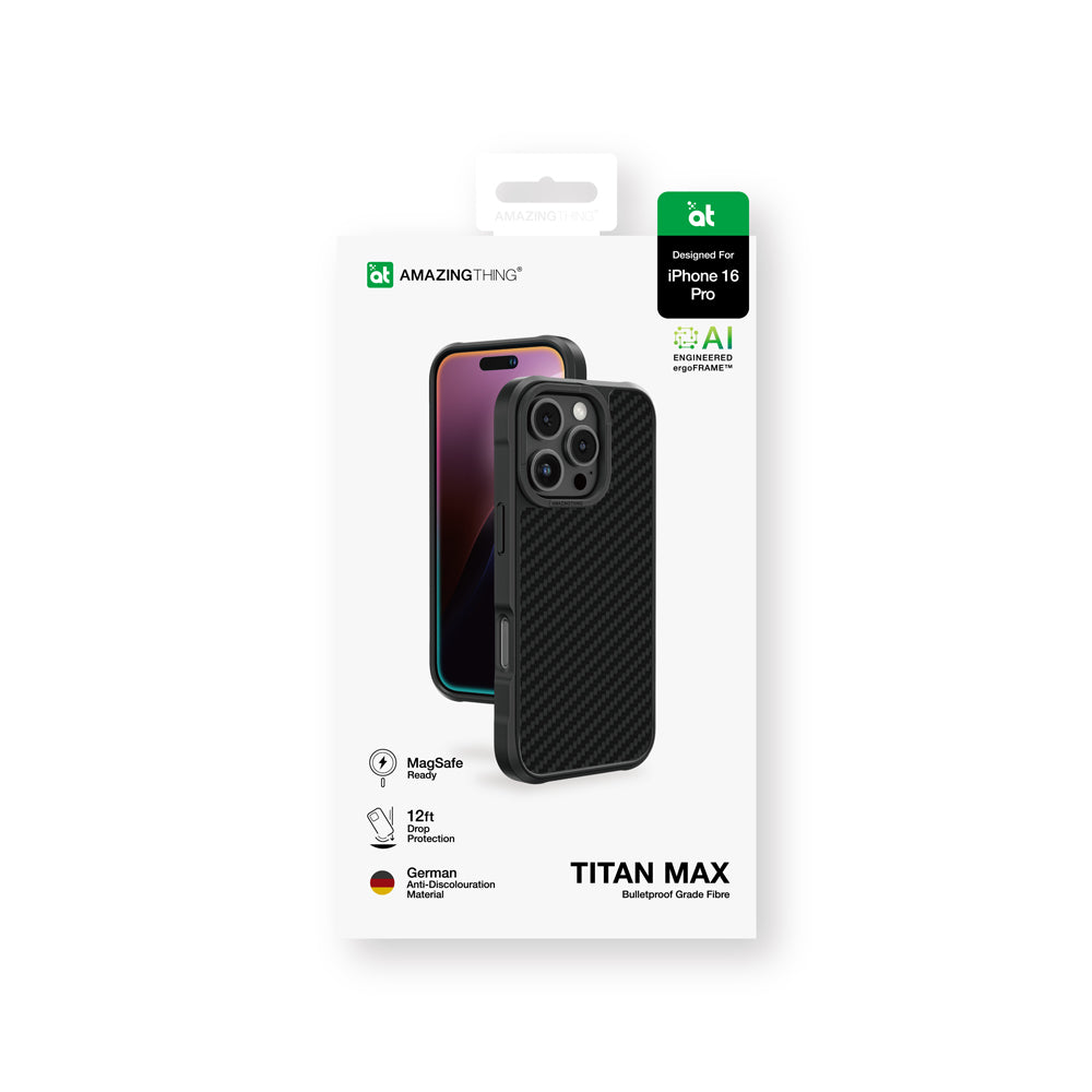 iPhone 16 Pro Kılıf Magsafe Şarj Özellikli 600D Aramid Fiber Amazingthing Titan Max Serisi Kılıf Siyah