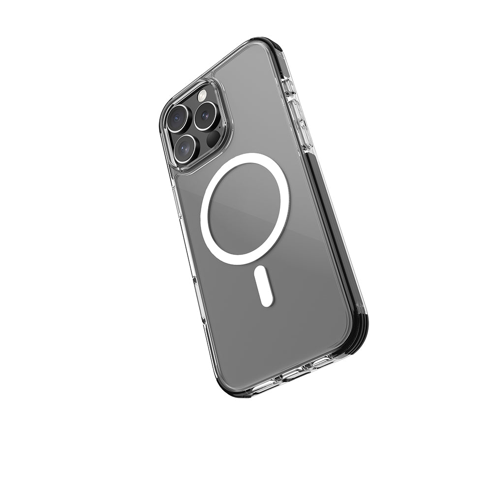 Apple iPhone 16 Pro Kılıf M-safe Şarj Özellikli Airbag Tasarımlı Raptic Clear Serisi Şeffaf Kapak Siyah