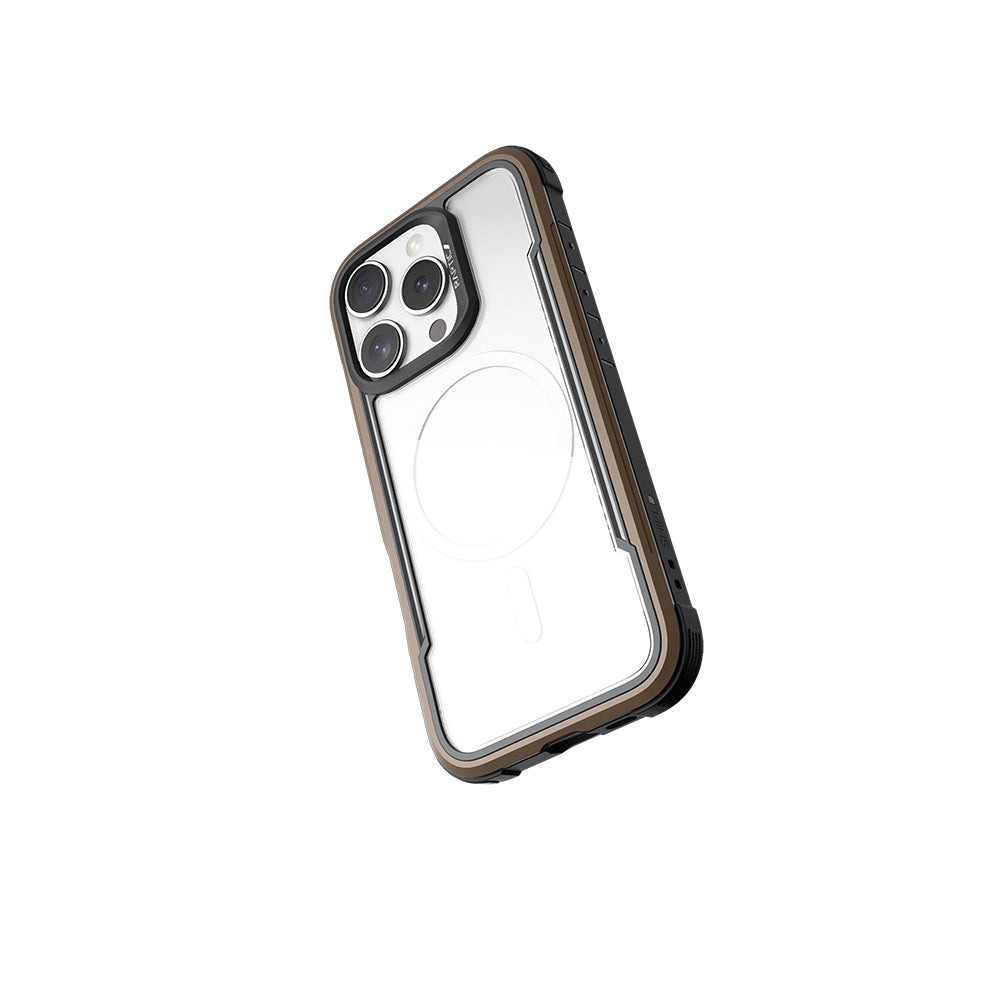 Apple iPhone 16 Pro Kılıf M-safe Şarj Özellikli Airbagli Raptic Shield Serisi Şeffaf Arka Yüzey Kapak Kahverengi