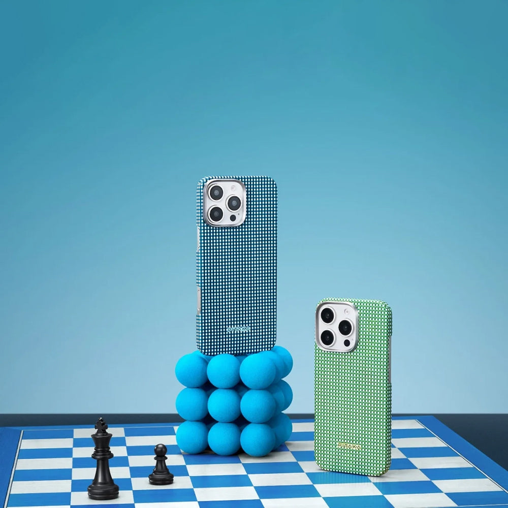 iPhone 16 Pro Kılıf Magsafe Şarj Özellikli Aramid Fiber Pitaka Ultra-Slim Classic Serisi Ocean Blue Kılıf Mavi